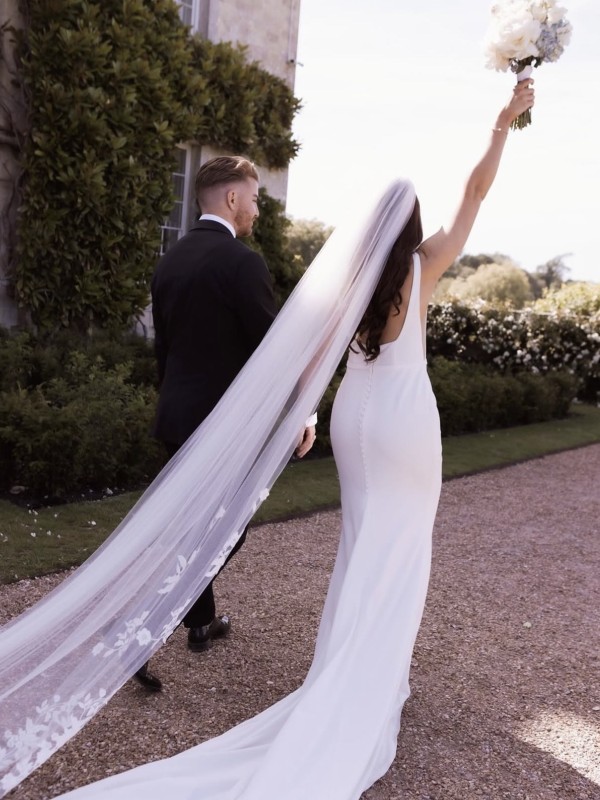 Photo of Bianco Ivory Single Tier Cathedral Veil with Lace Appliques S519 uploaded by S on 27th July 2026