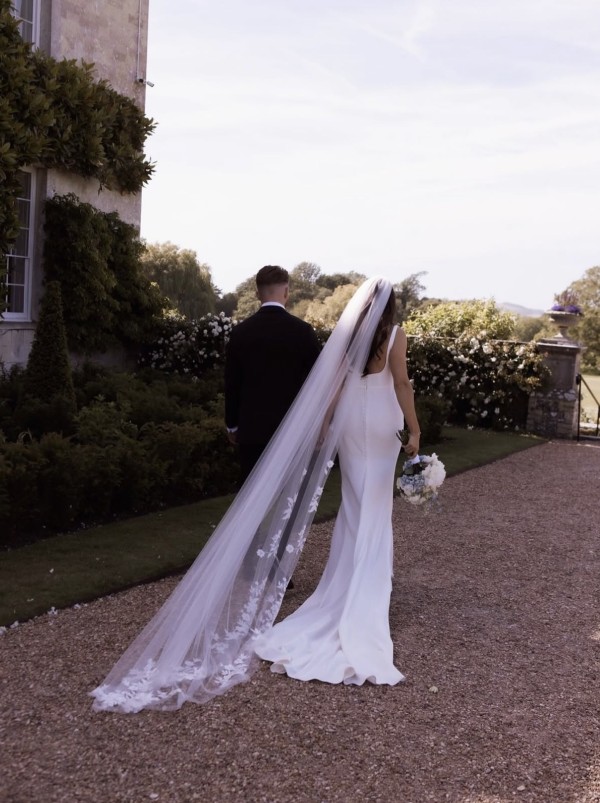 Photo of Bianco Ivory Single Tier Cathedral Veil with Lace Appliques S519 uploaded by S on 27th July 2026