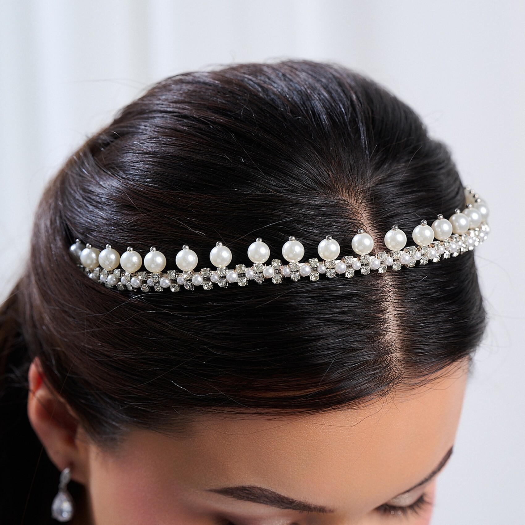 Albany Vintage Low Pearl and Crystal Bridal Tiara