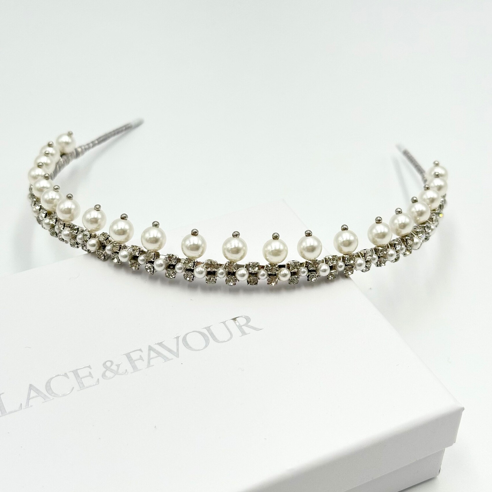 Albany Vintage Low Pearl and Crystal Bridal Tiara