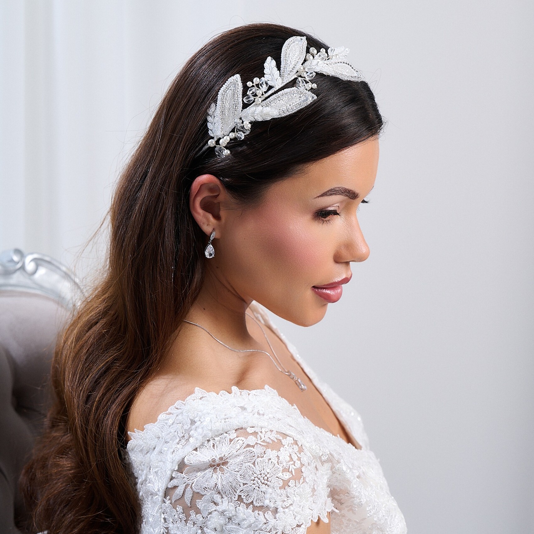 Astoria Vintage Inspired Beaded Leaves Side Headband