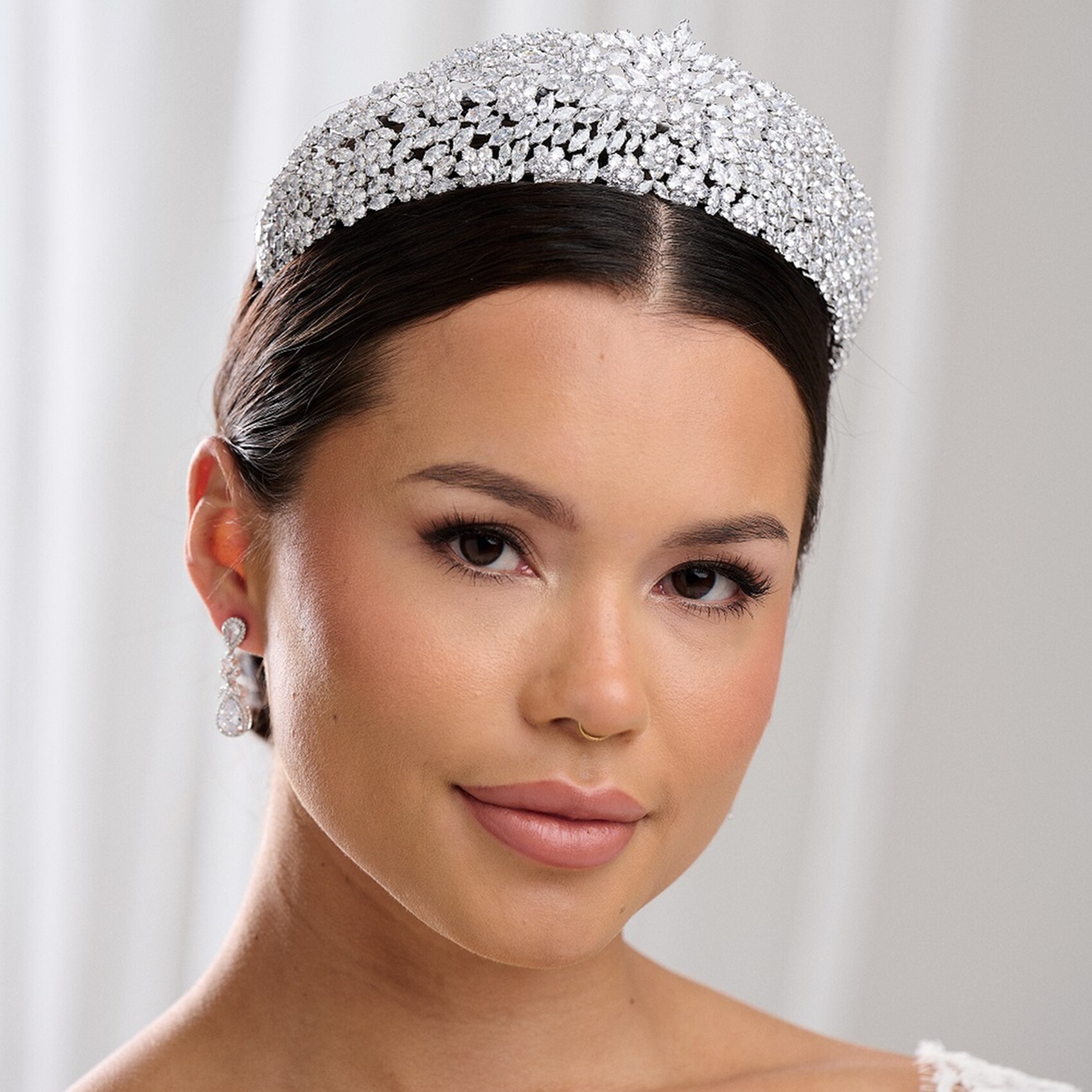 Tiara Donna In Cristallo – Diadema Elegante Per Matrimoni, Feste E Cerimonie (Colori: Argento, Oro, Bronzo)