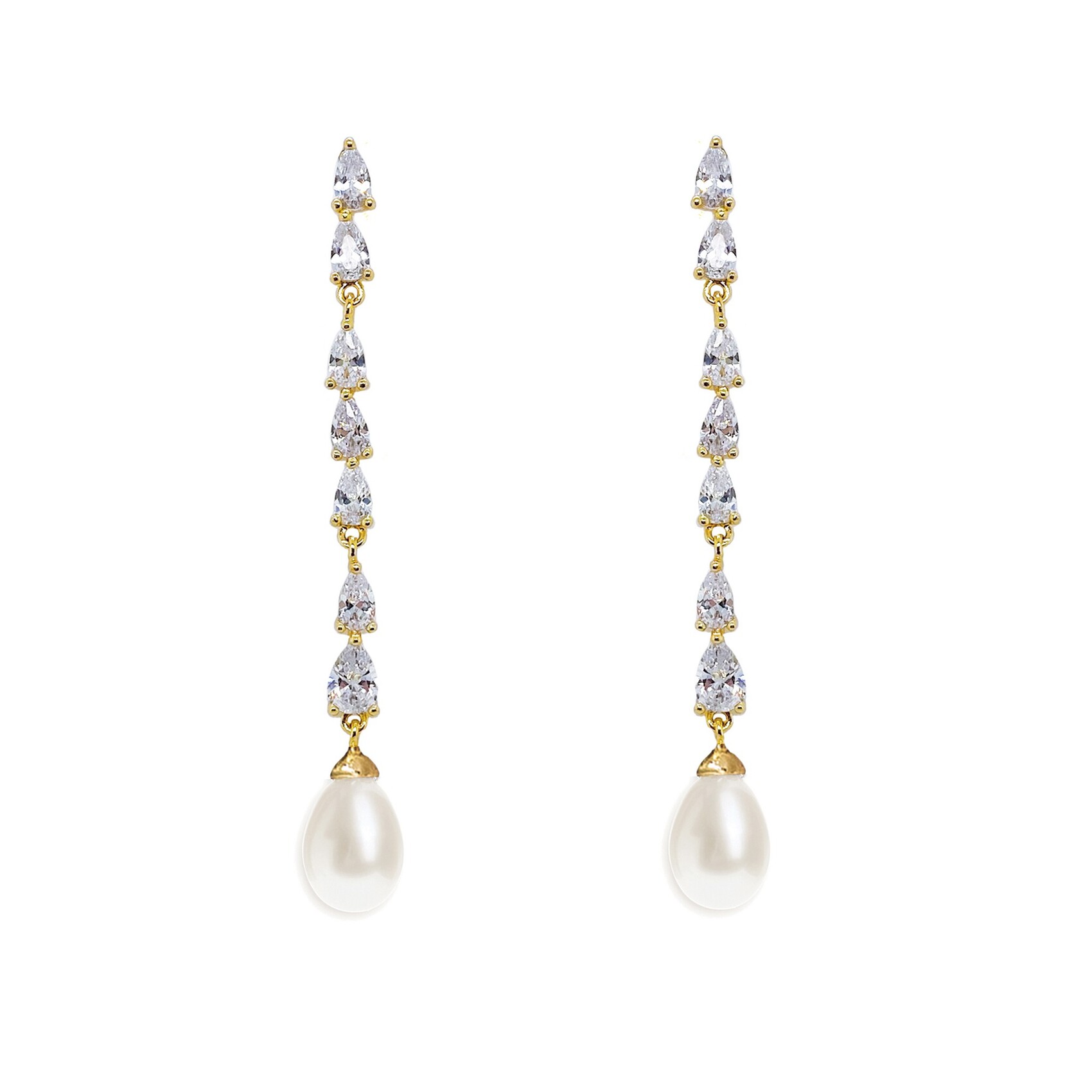 Orecchini Pendenti Con Perla D'acqua Dolce AAA In Oro Giallo 9k, Amberta Allure, Perla 7-8 Mm, Regalo In Confezione