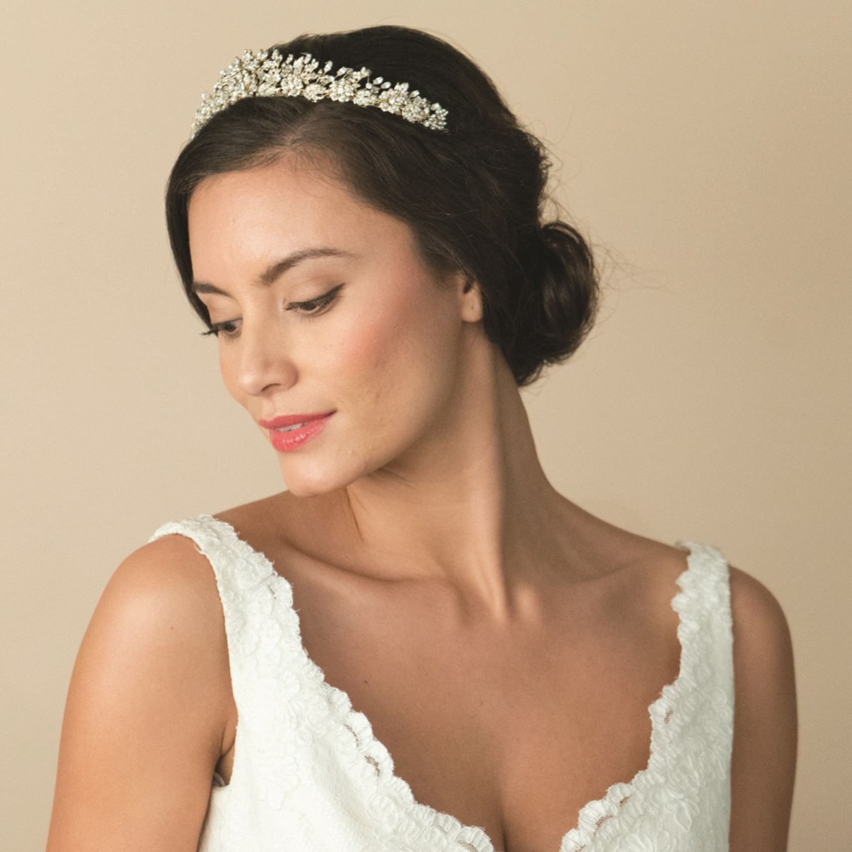 Ivory and Co Trinity Gold Vintage Inspired Floral Bridal Tiara