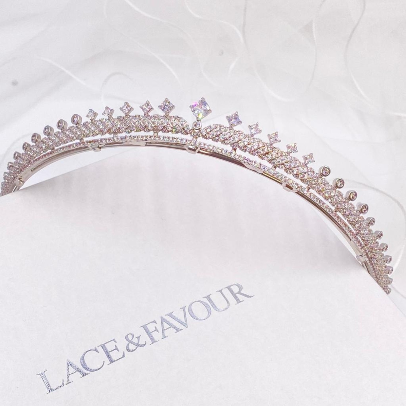 Olympia Vintage Inspired Low Crystal Bridal Tiara