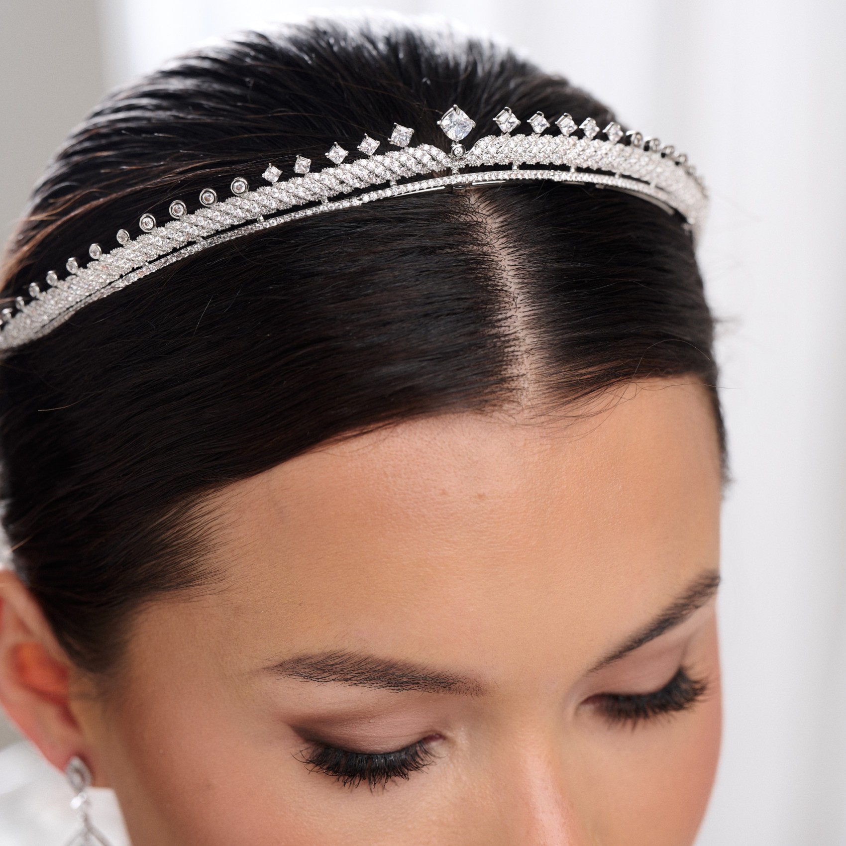 Olympia Vintage Inspired Low Crystal Bridal Tiara