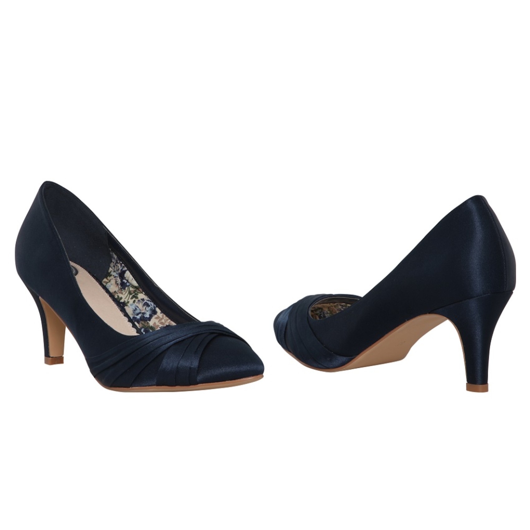 navy satin court shoes