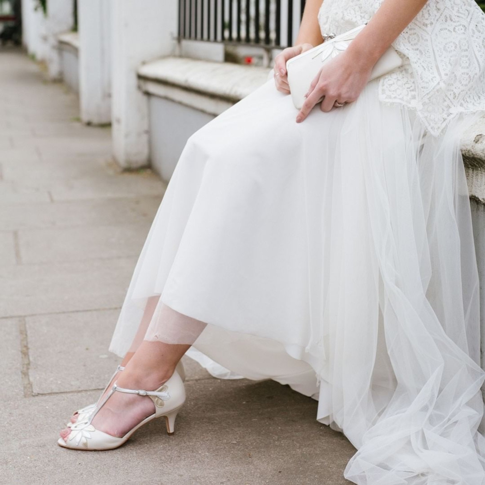 Rachel Simpson Isla Ivory Leather Vintage T-Bar Wedding Shoes