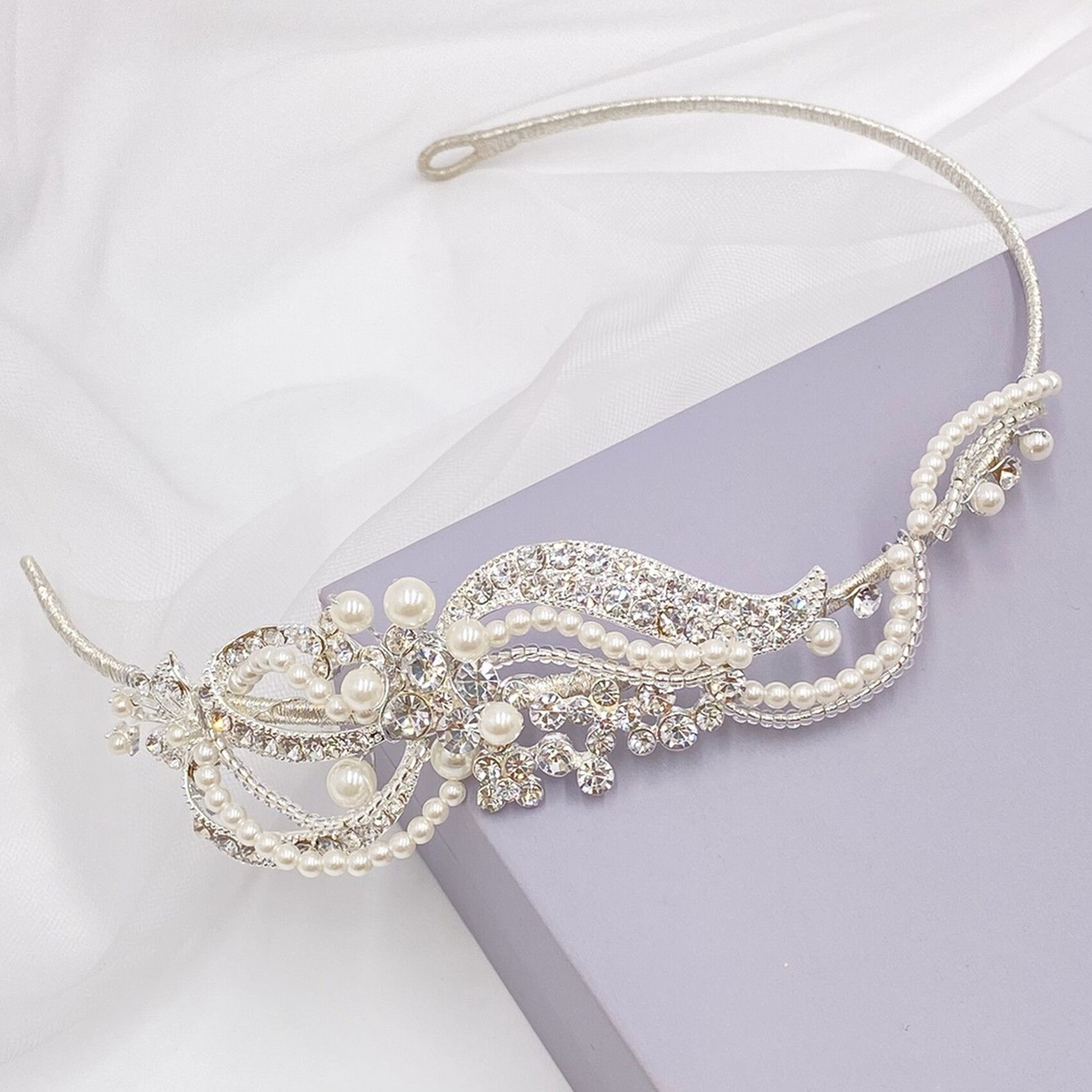 Vintage Faux Pearl Sparkling Rhinestone Wide Brimmed HeadBand 5pcs 1920s Jazz Age Flapper Gatsby Sparkling Elegant Costume  main image 2