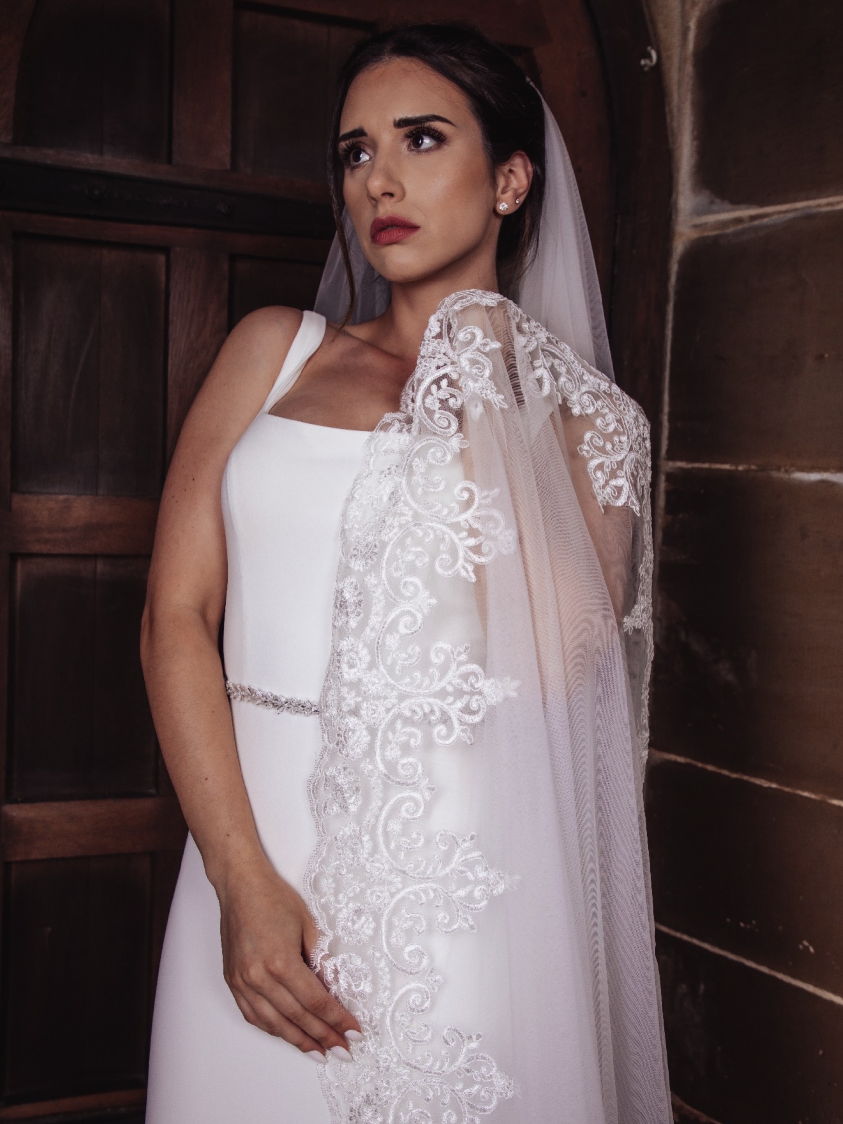 thumbnail image 2 of Classic Cathedral Wedding Veil - 118 Inch Long Single Tier With Comb 2 of 6