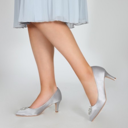 silver heels with laces