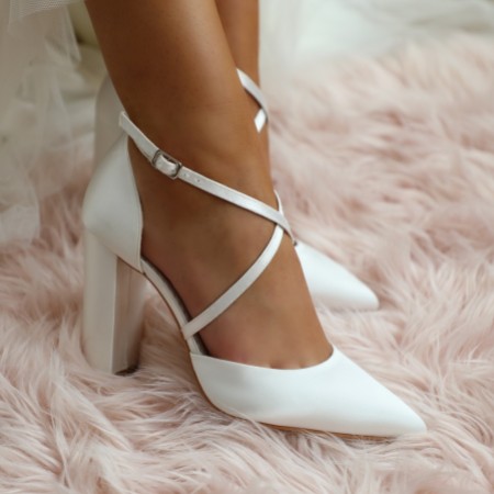 ivory block heels closed toe