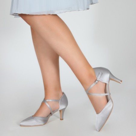 silver heels with laces