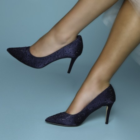 navy and silver evening shoes