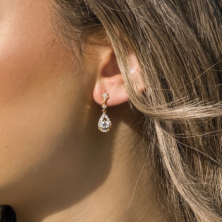 Ivory and Co Edinburgh Gold Crystal Teardrop Earrings