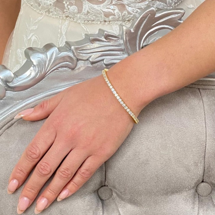 Alanna Simple Cubic Zirconia Tennis Bracelet (Gold)