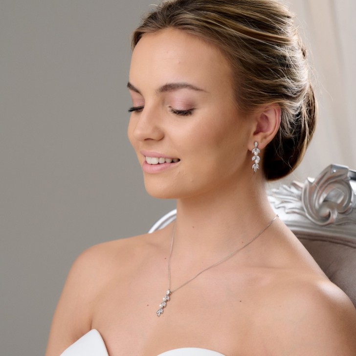 Amalia Cubic Zirconia and Pearl Bridal Jewellery Set