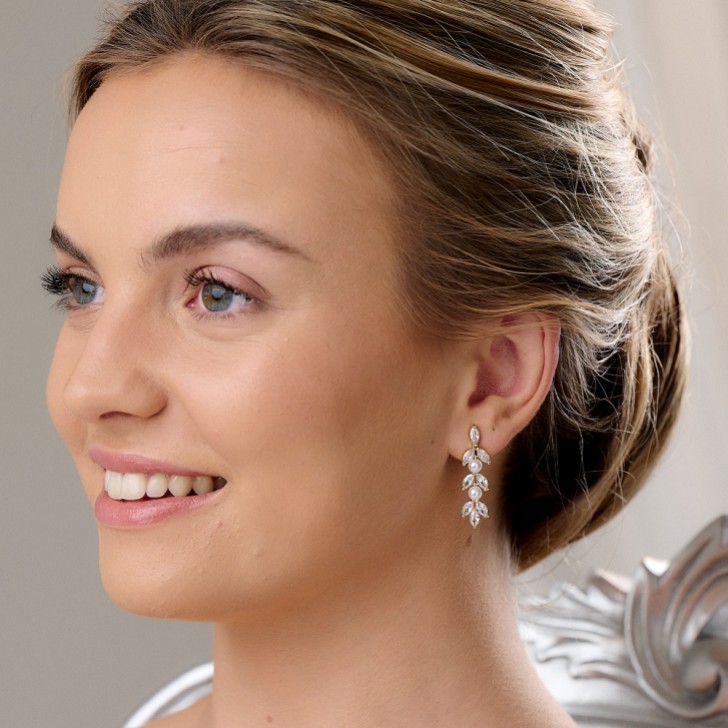 Amalia Gold Cubic Zirconia and Pearl Drop Earrings