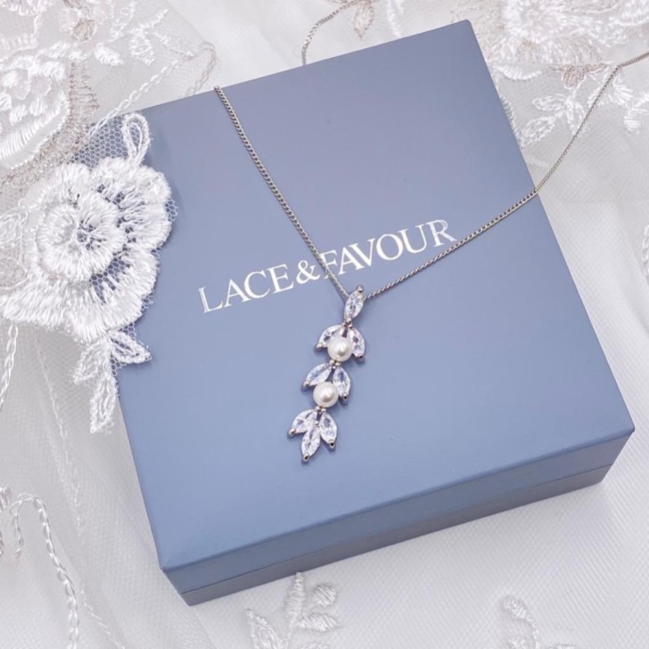 Amalia Silver Cubic Zirconia and Pearl Pendant Necklace