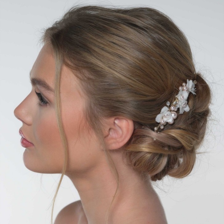 Amaryllis Blush Pearls Floral Hair Comb