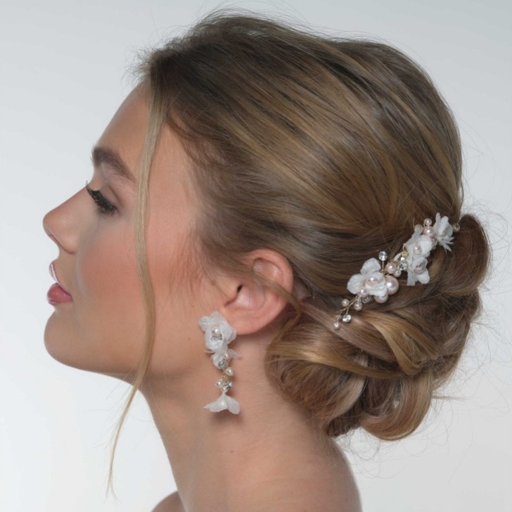 Amaryllis Blush Pearls Floral Hair Comb
