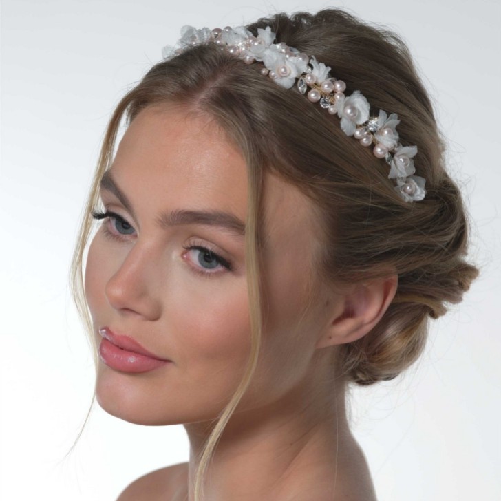 Amaryllis Blush Pearls Floral Headband
