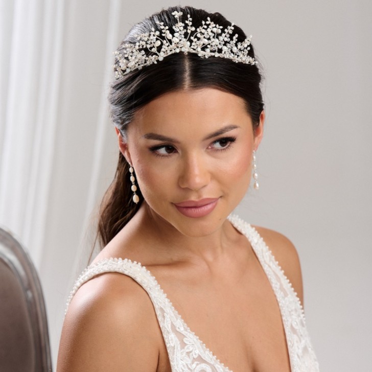 Anastacia Freshwater Pearl and Opal Crystal Statement Tiara