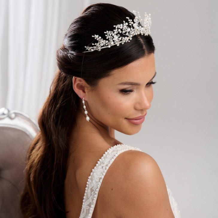Anastacia Freshwater Pearl and Opal Crystal Statement Tiara