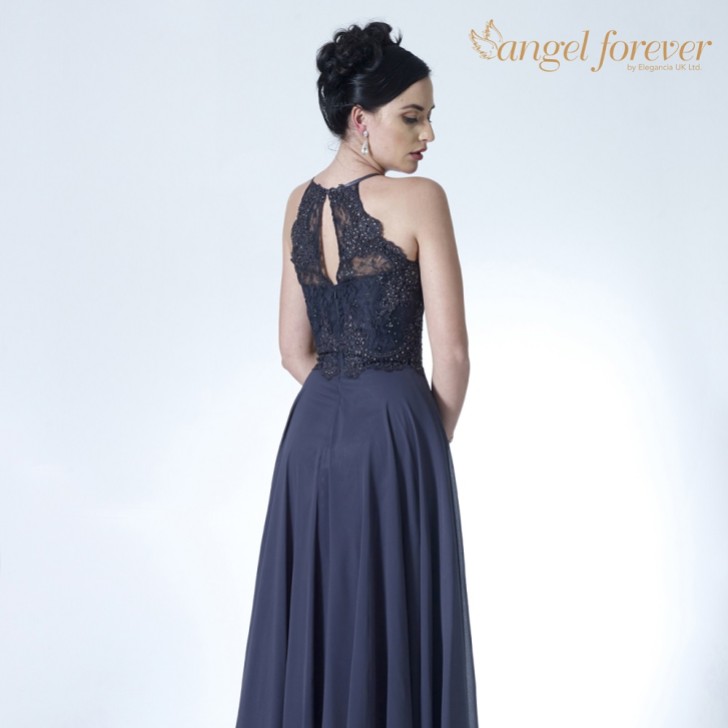 Angel Forever Robe de bal de fin d'année en mousseline avec corsage en dentelle (anthracite)