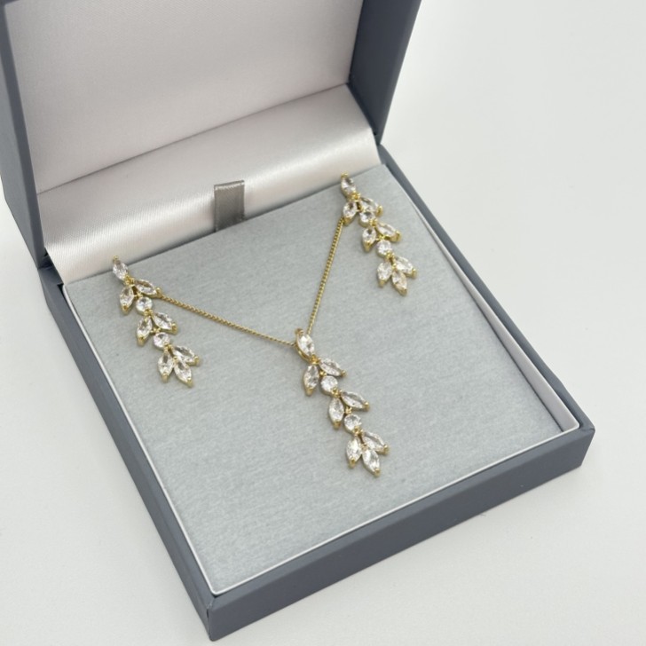 Aria Gold Cubic Zirconia Bridal Jewelry Set