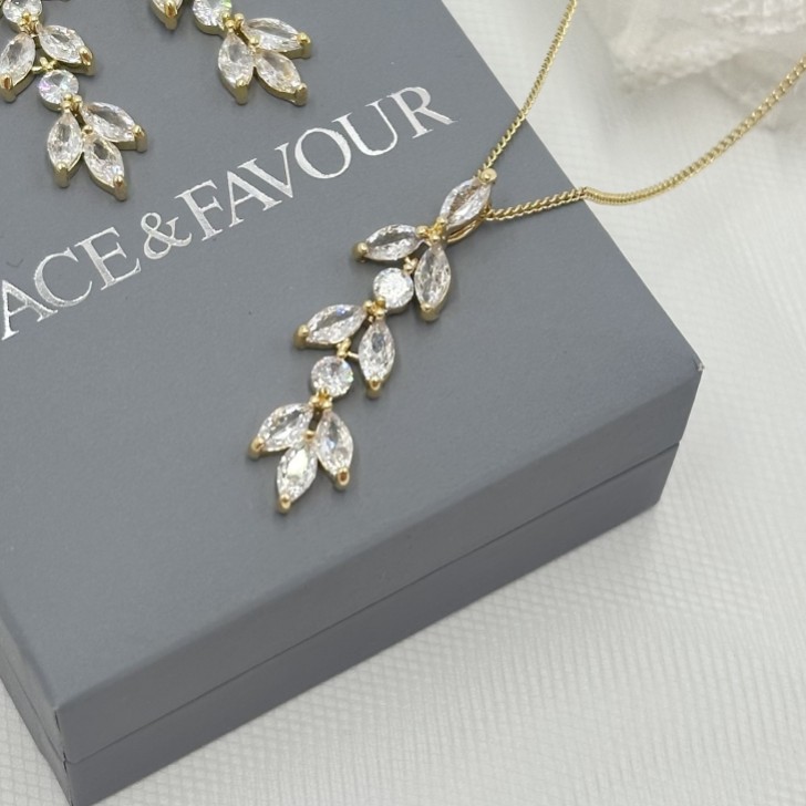 Aria Gold Cubic Zirconia Bridal Jewelry Set