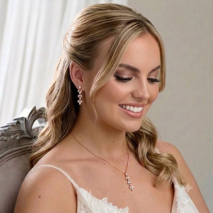 Aria Rose Gold Cubic Zirconia Bridal Jewellery Set