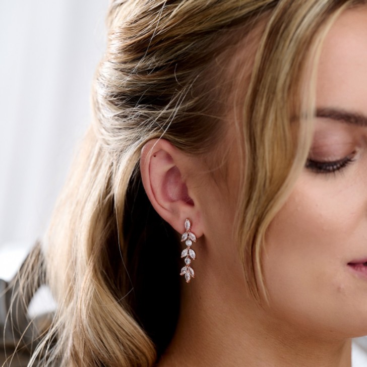 Aria Rose Gold Cubic Zirconia Drop Earrings