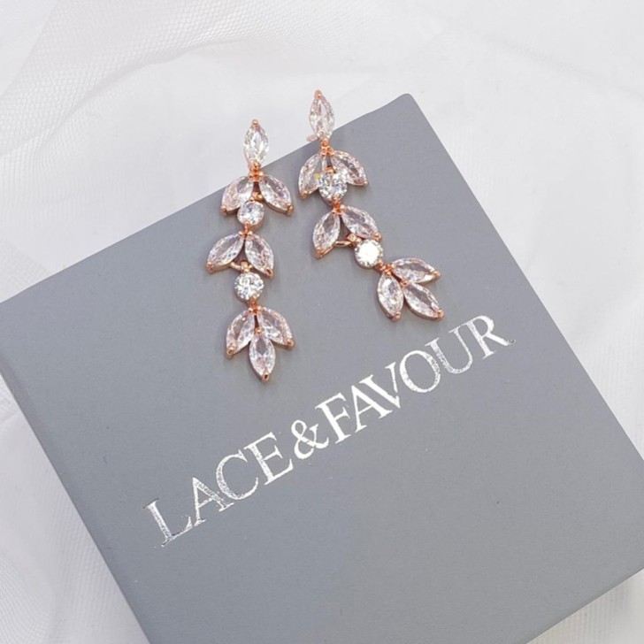 Aria Rose Gold Cubic Zirconia Drop Earrings
