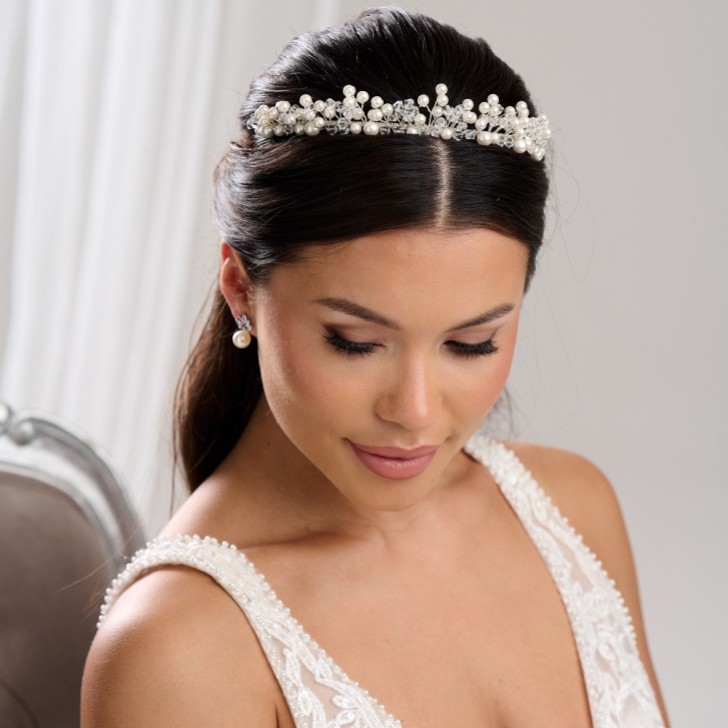 Arianna Adore Classic Pearl and Crystal Bridal Tiara AR649