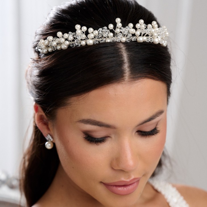 Arianna Adore Classic Pearl and Crystal Bridal Tiara AR649