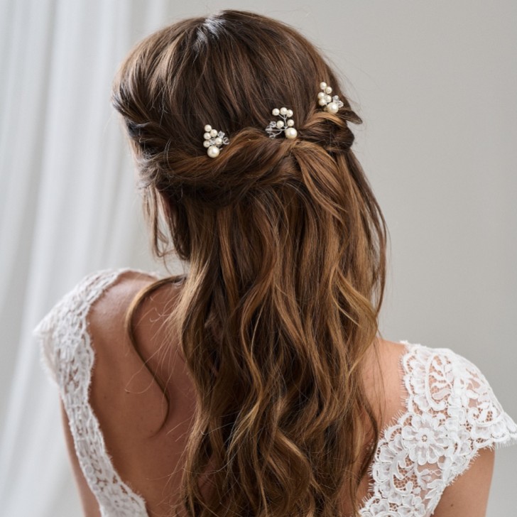 Arianna Adore Set of 3 Pearl and Crystal Sprig Hair Pins ARP649