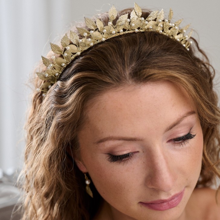 Arianna Aurelia Pearl and Leaves Bridal Tiara AR635