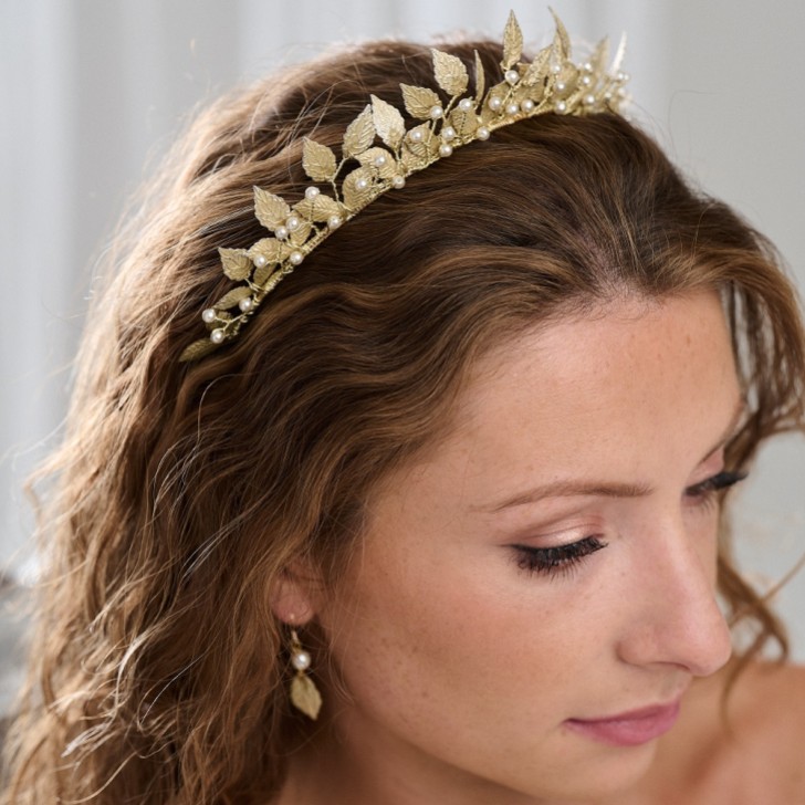 Arianna Aurelia Pearl and Leaves Bridal Tiara AR635