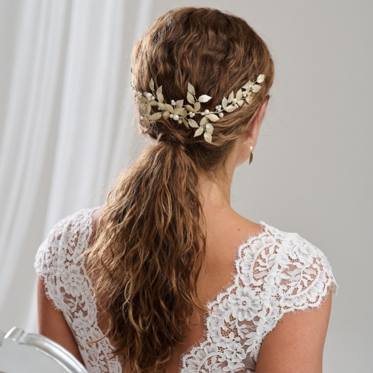 Arianna Aurelia Pearl and Leaves Half Halo Headpiece AR636