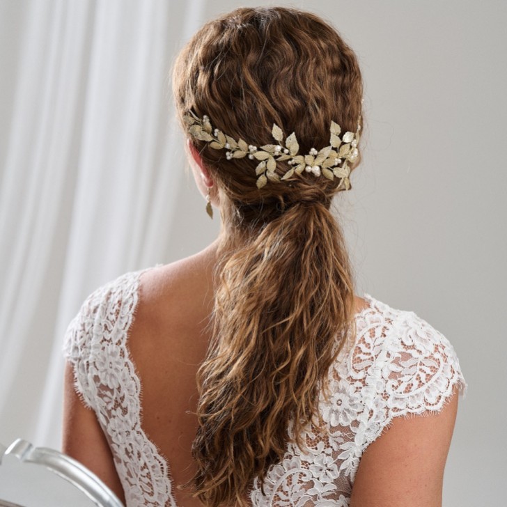 Arianna Aurelia Pearl and Leaves Half Halo Headpiece AR636