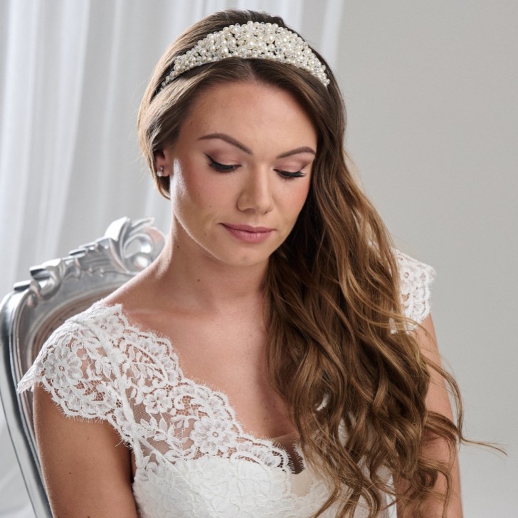Arianna Chunky Pearl and Diamante Bridal Tiara AR810