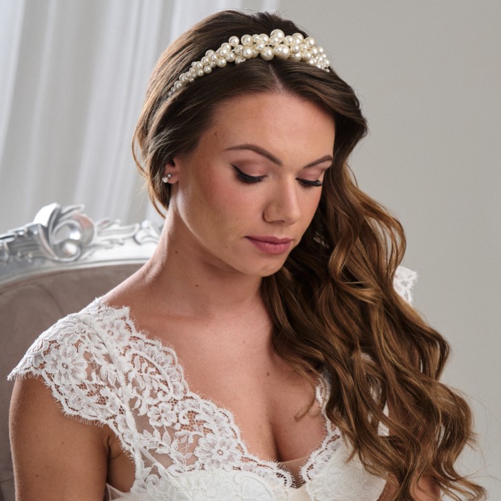 Arianna Low Chunky Pearl Bridal Tiara AR789