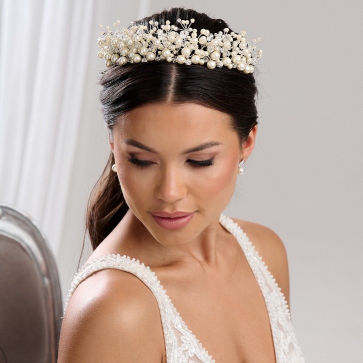 Arianna Mira Statement Pearl and Crystal Tiara AR613