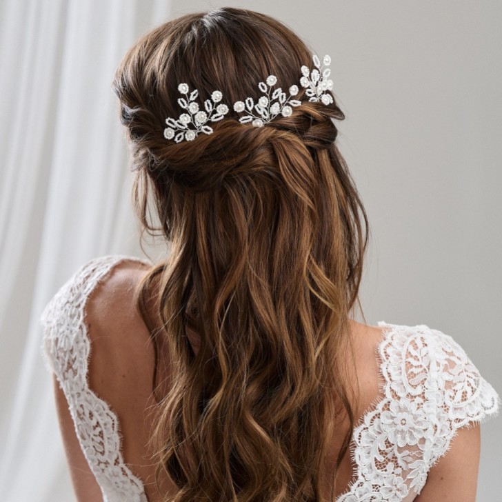 Arianna Set of 3 Floral Beaded and Pearl Hair Pins ARP754