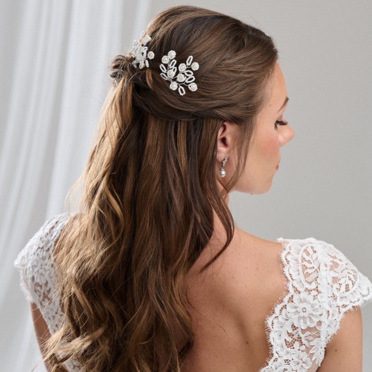 Arianna Set of 3 Floral Beaded and Pearl Hair Pins ARP754