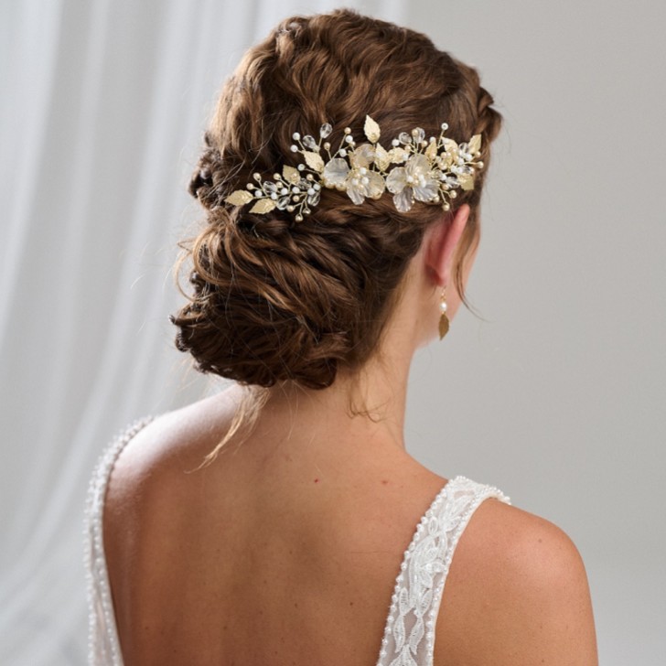 Arianna Statement Flowers and Leaves Hair Comb AR787