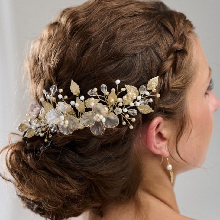 Arianna Statement Flowers and Leaves Hair Comb AR787