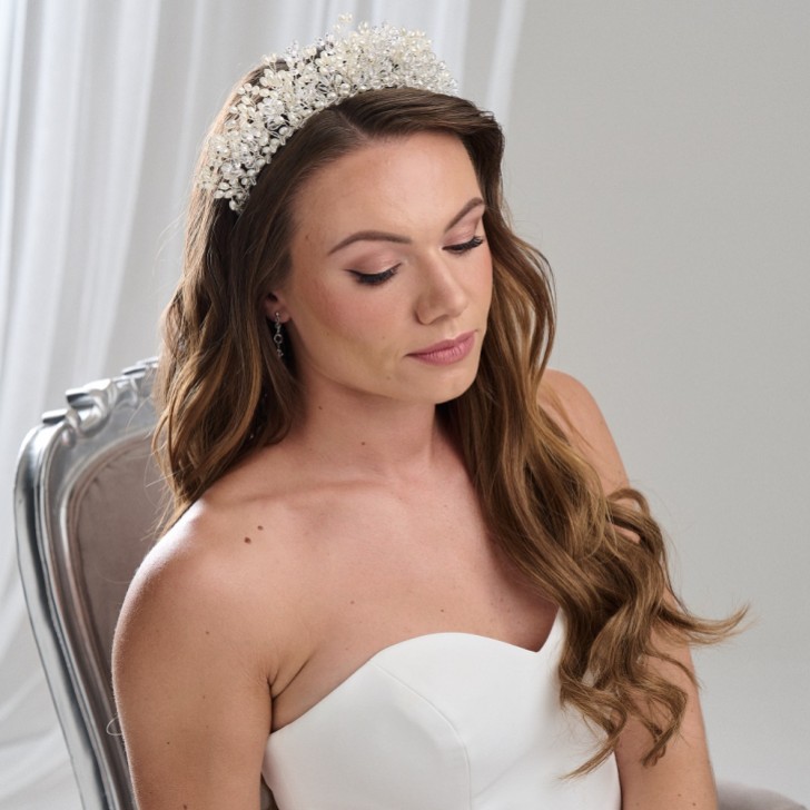 Arianna Statement Rice Pearl and Crystal Tiara AR728