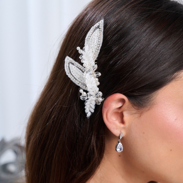 Astoria Vintage Inspired Beaded Leaves Asymmetric Comb